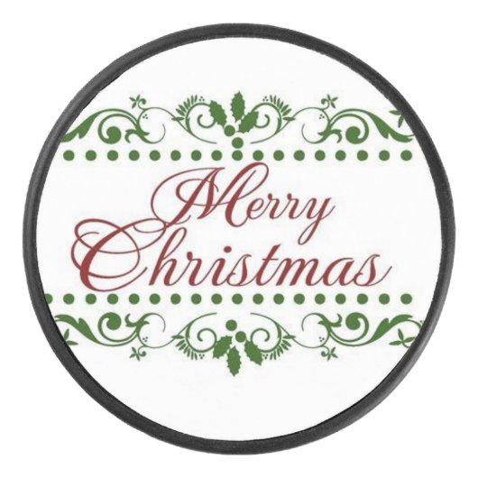 Frohe Weihnachten Eishockey Puck (Vorderseite)