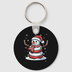 Frohe Weihnachten Eishockey Schneemann Feiertags S Schlüsselanhänger