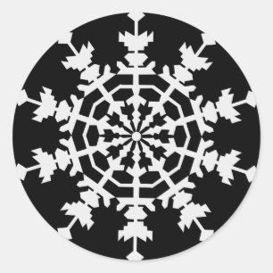 Frohe Weihnachten - Eiskristall - Schneeflocken Runder Aufkleber