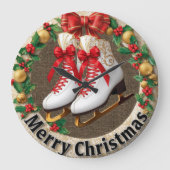 Frohe Weihnachten Eislaufen Große Wanduhr (Vorderseite)