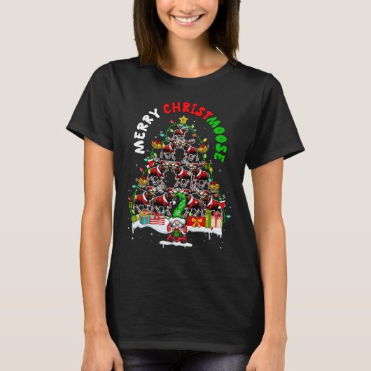Frohe Weihnachten Elche Weihnachten Weihnachtsbaum T-Shirt (Vorderseite)