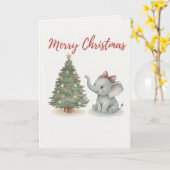 Frohe Weihnachten Elefant Karte Süßer Baby Elefant (Gelbe Blume)