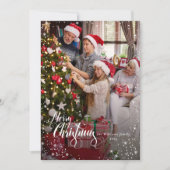 Frohe Weihnachten Elegant 1 Foto Snow Frame Card (Vorderseite)