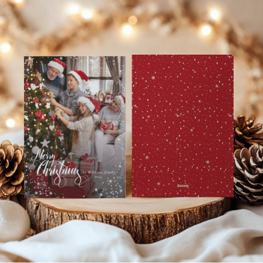 Frohe Weihnachten Elegant 1 Foto Snow Frame Card