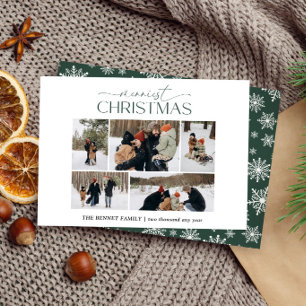 Frohe Weihnachten Elegant 5-Foto-Collage Grün