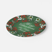 Frohe Weihnachten Elegant Barock Rot Grün & Weiß Pappteller (Schrägansicht)