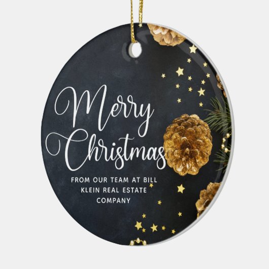 Frohe Weihnachten Elegant Black Gold Custom Compan Keramik Ornament (Links)