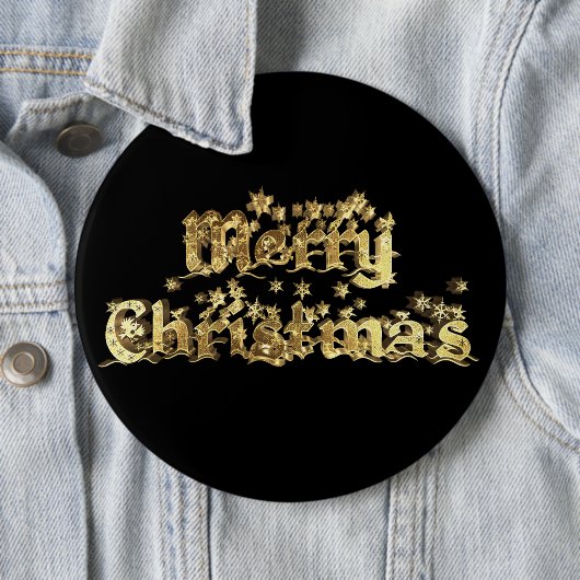 Frohe Weihnachten Elegant Black Gold Star Typograf Button (Beispiel)