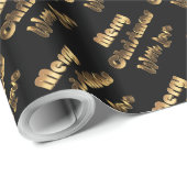 Frohe Weihnachten Elegant Black Gold Typografie Geschenkpapier (Rolleneckpunkt)