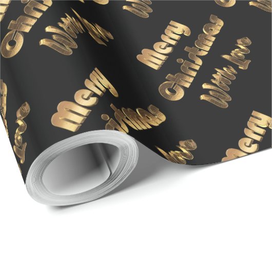Frohe Weihnachten Elegant Black Gold Typografie Geschenkpapier (Rolleneckpunkt)
