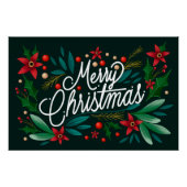 Frohe Weihnachten Elegant Blumenkalligrafie-Skript Poster (Vorderseite)