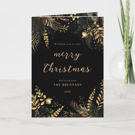 Frohe Weihnachten Elegant Botanisches Schwarzes Go (Vorderseite)