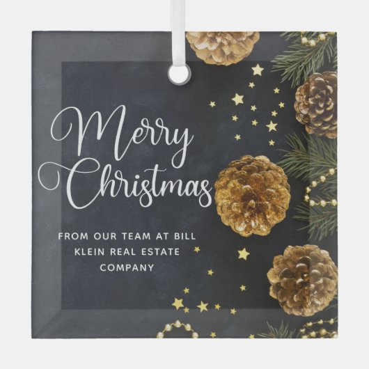 Frohe Weihnachten Elegant Custom Company Geschenk Ornament Aus Glas (Vorderseite)