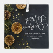 Frohe Weihnachten Elegant Custom Company Geschenk Ornament Aus Glas (Rückseite)