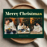Frohe Weihnachten Elegant Foto Green Folien Feiertagskarte<br><div class="desc">Feiern Sie die Saison mit unserer personalisierten Weihnachtskarte. An der Vorderseite wird die elegante Überschrift "Frohe Weihnachten" im dekorativen Serif-Schriftart durch drei hochgeschätzte Fotos ergänzt. Auf der Rückseite,  fügen Sie vier weitere Fotos und personalisieren Sie Ihre Nachricht für eine herzliche Touch.</div>