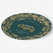 Frohe Weihnachten Elegant Gold Arch Grünbuch Plat Pappteller (Schrägansicht)