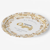 Frohe Weihnachten Elegant Gold Arch White Paper Pl Pappteller (Schrägansicht)