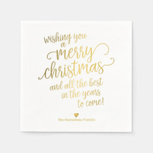 Frohe Weihnachten Elegant Gold Calligraphy Holiday Serviette