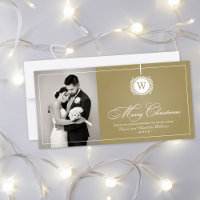 Frohe Weihnachten Elegant Gold Monogram Foto