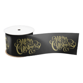Frohe Weihnachten Elegant Gold Script Black Satinband