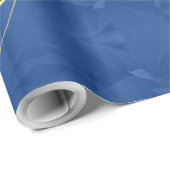 Frohe Weihnachten Elegant Gold Script Blue Geschenkpapier (Rolleneckpunkt)