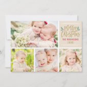 Frohe Weihnachten Elegant Gold Script Foto Collage (Vorderseite)