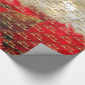 Frohe Weihnachten Elegant Gold Script Poinsettia Geschenkpapier (Ecke)