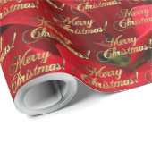 Frohe Weihnachten Elegant Gold Script Poinsettia Geschenkpapier (Rolleneckpunkt)