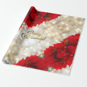 Frohe Weihnachten Elegant Gold Script Poinsettia Geschenkpapier (Ungerollt)