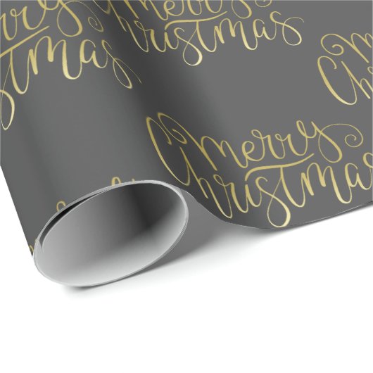 Frohe Weihnachten Elegant Gold Script Typografie Geschenkpapier (Rolleneckpunkt)