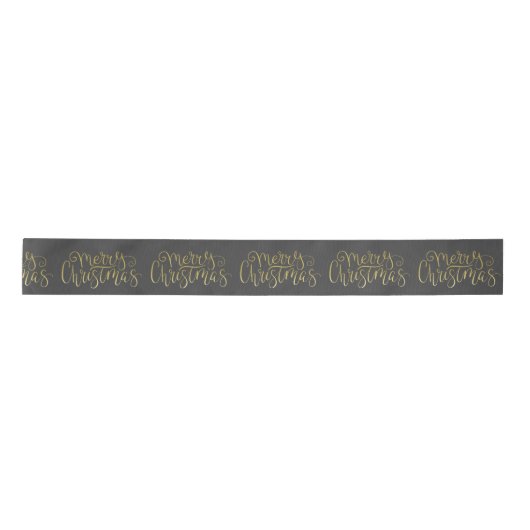 Frohe Weihnachten Elegant Gold Script Typografie Satinband (Vorderseite)