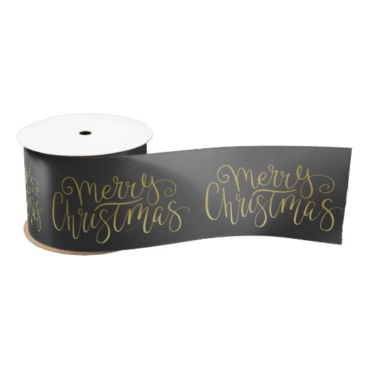 Frohe Weihnachten Elegant Gold Script Typografie Satinband (Spule)