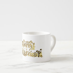 Frohe Weihnachten Elegant Gold Stars Typografie Espressotasse