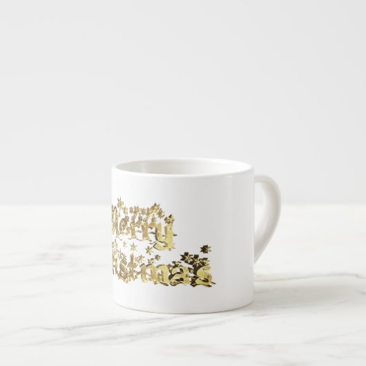 Frohe Weihnachten Elegant Gold Stars Typografie Espressotasse (Vorderseite Rechts)