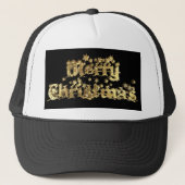 Frohe Weihnachten Elegant Gold Stars Typografie Truckerkappe (Vorderseite)