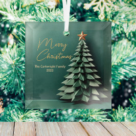 Frohe Weihnachten Elegant Green Gold Custom Keepak Ornament Aus Glas