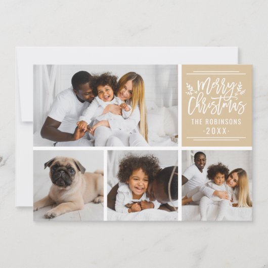 Frohe Weihnachten Elegant Kraft Script Foto Collag (Vorderseite)