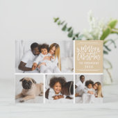 Frohe Weihnachten Elegant Kraft Script Foto Collag (Stehend Vorderseite)