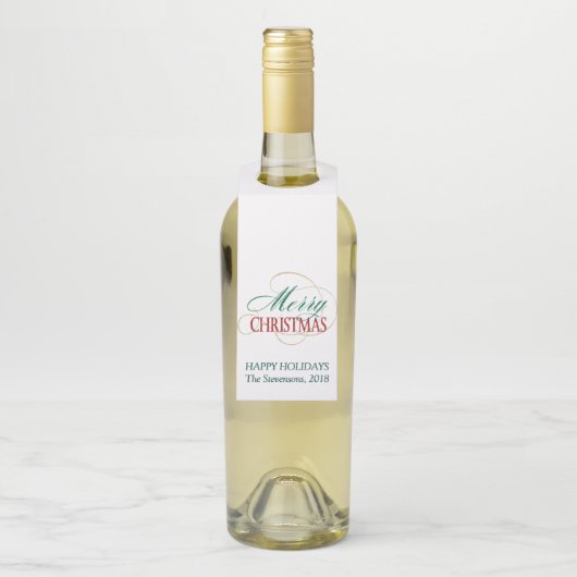 Frohe Weihnachten Elegant Moderne Weihnachtsschrif Flaschenanhänger (Auf Flasche)
