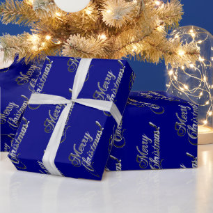 Frohe Weihnachten Elegant Navy Blue und Silver Gra Geschenkpapier