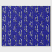Frohe Weihnachten Elegant Navy Blue und Silver Gra Geschenkpapier (Flach)