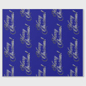 Frohe Weihnachten Elegant Navy Blue und Silver Gra Geschenkpapier (Flach)