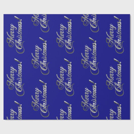 Frohe Weihnachten Elegant Navy Blue und Silver Gra Geschenkpapier (Flach)