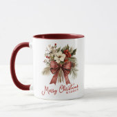 Frohe Weihnachten Elegant Personalisierter Name Tasse (Links)