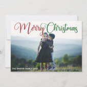 Frohe Weihnachten Elegant Red Green Script Foto (Vorderseite)