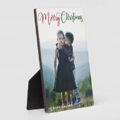 Frohe Weihnachten Elegant Red Green Script Foto Fotoplatte (Seite)