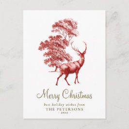 Frohe Weihnachten Elegant Red Vintag Deer Postkarte