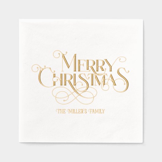 Frohe Weihnachten Elegant Retro Typografie Servietten Mit Folie (Vorderseite)