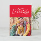 Frohe Weihnachten elegant Rot ein Foto (Stehend Vorderseite)