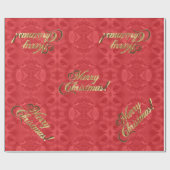Frohe Weihnachten Elegant Rot und Gold Script Geschenkpapier (Flach)